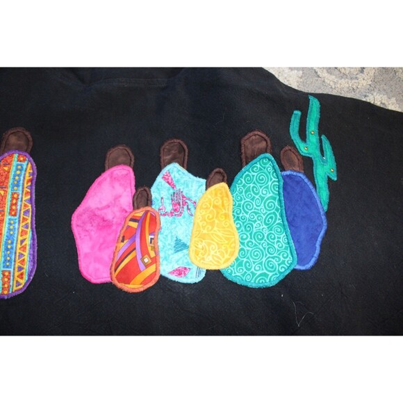Alfredos Wife Black Cardigan Style Embroidered Western Themed Cactus Whimsical - Picture 6 of 8